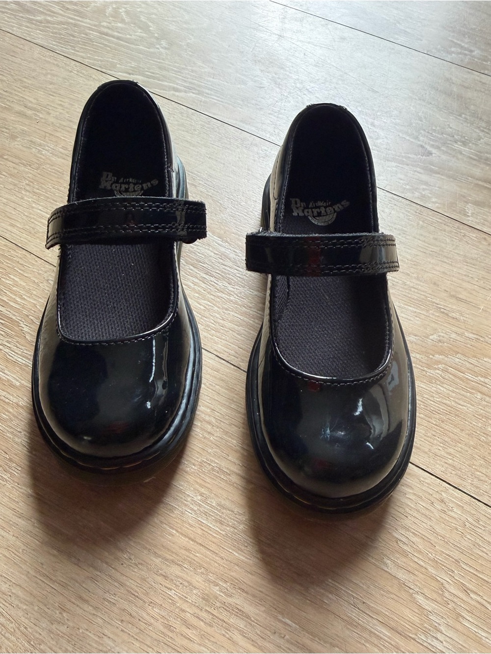 Dr. Martens Kids Black Patent Mary Jane Strap Shoes
